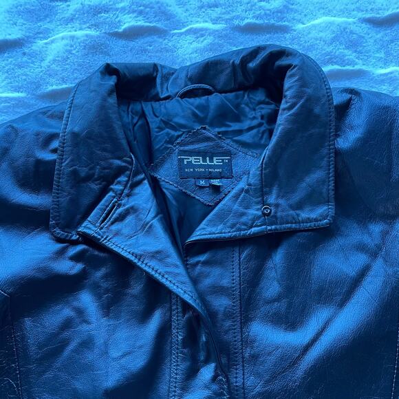 🔥Vintage 90s Pelle New York Milano Classic Seam Leather Jacket Oversized Baggy - Picture 7 of 16